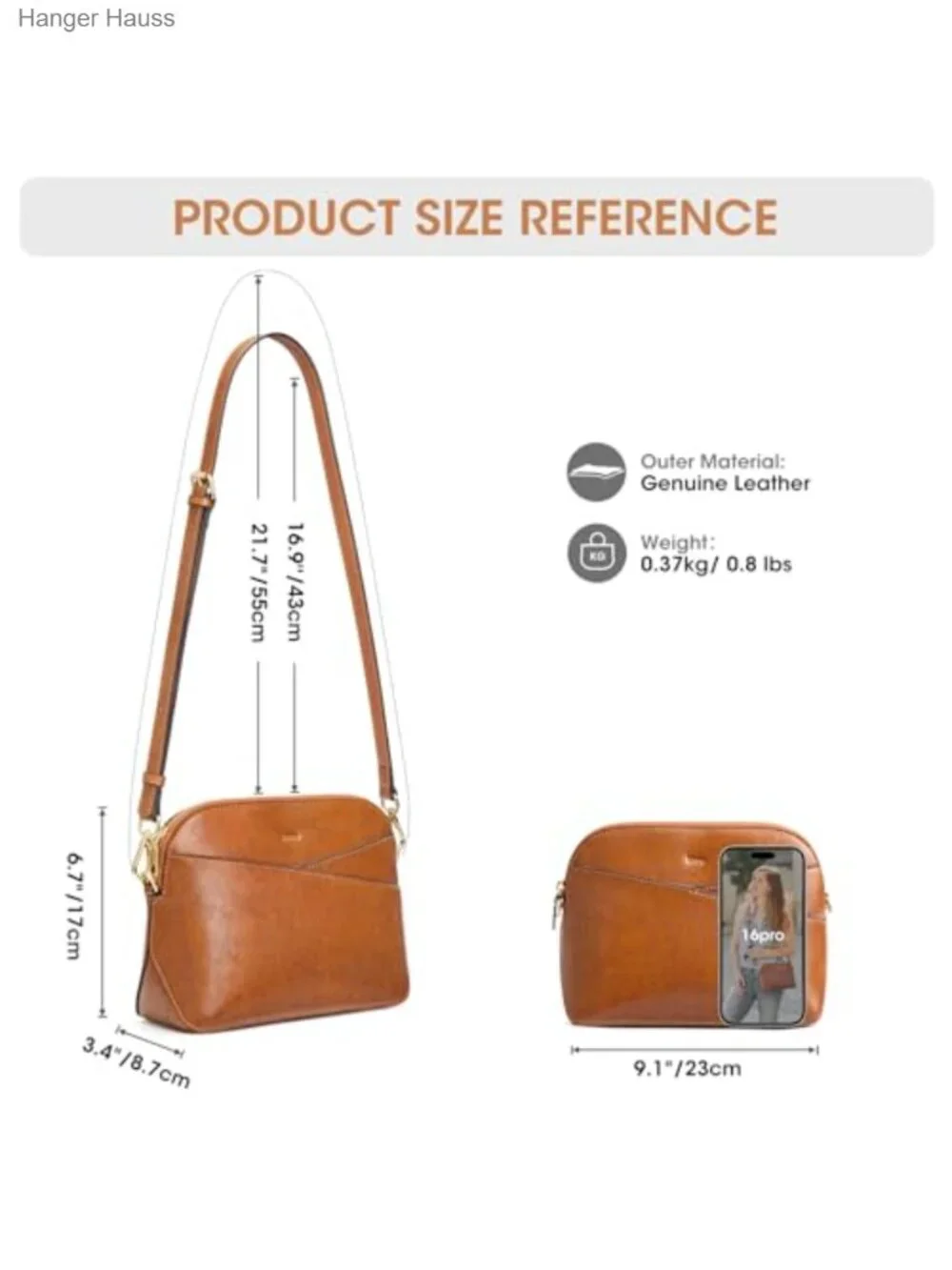 Genuine Leather Small Crossbody Bag Women Purse Adjustable Strap Organizer